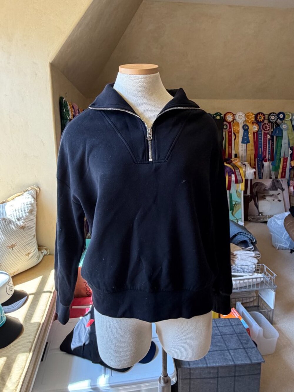 Varley Doublesoft Black Half Zip Pullover Sweatshirt